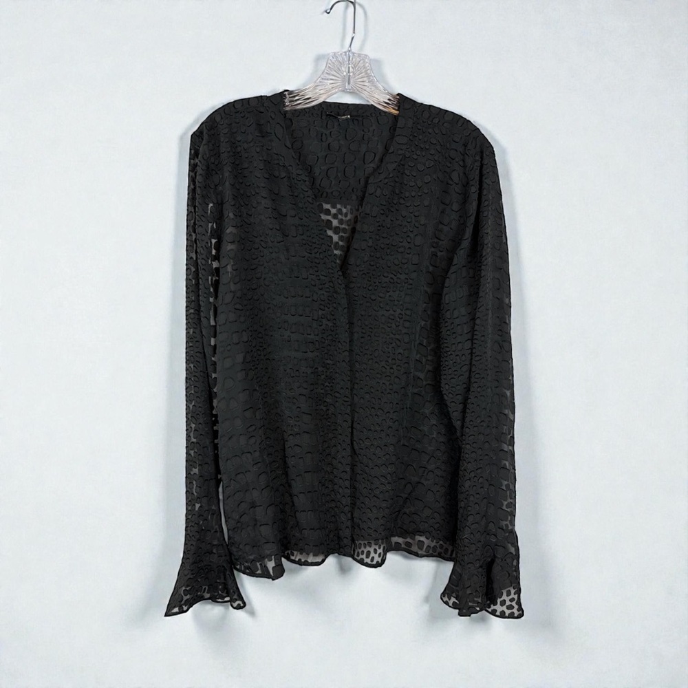 PAIGE Black Lace Button-Up Blouse - Picture 2 of 4